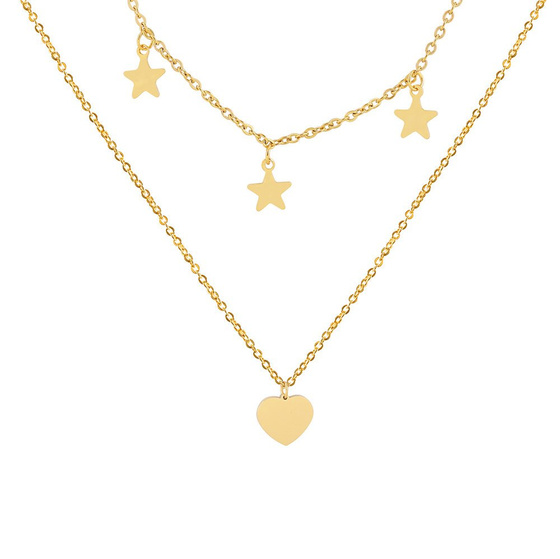 Naszyjnik SERCE gwiazdki STAL SZLACHETNA POZŁACANA