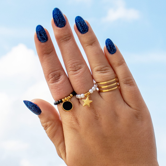 PIERŚCIONEK na gumce STAL SZLACHETNA POZŁACANA