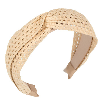 OPASKA DO WŁOSÓW szeroka ażurowa pleciona SŁOMIANA rattan rafia NA LATO