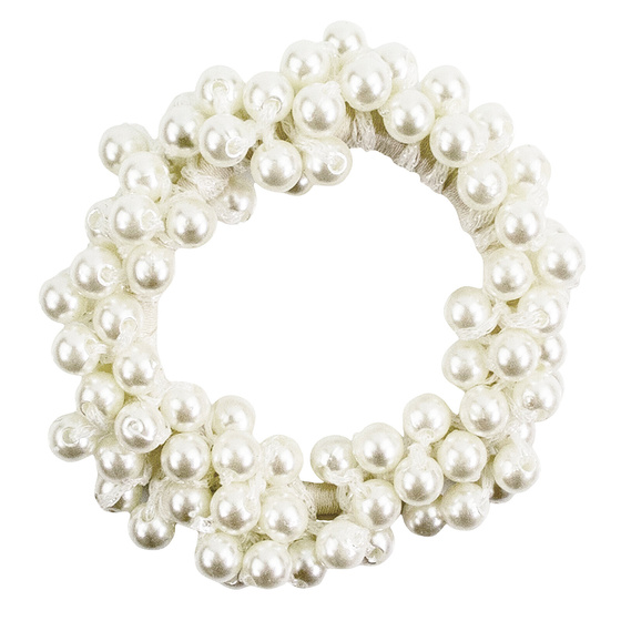 GUMKA DO WŁOSÓW perłowa PERŁY rozciągliwa BIAŁA