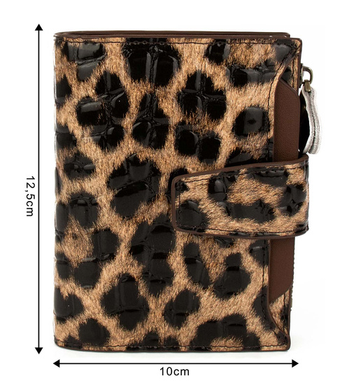 Alessio PORTFEL damski PANTERKA SKÓRA NATURALNA Pudełko PREZENTOWE