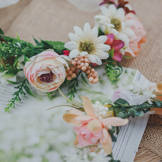 WIANEK na głowę BOHO kwiaty ŚLUBNY rustykalny