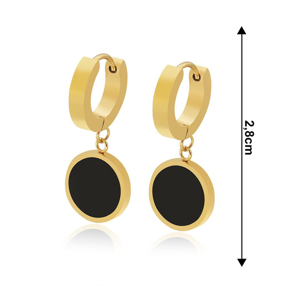 Kolczyki KÓŁKA czarne STAL SZLACHETNA POZŁACANA