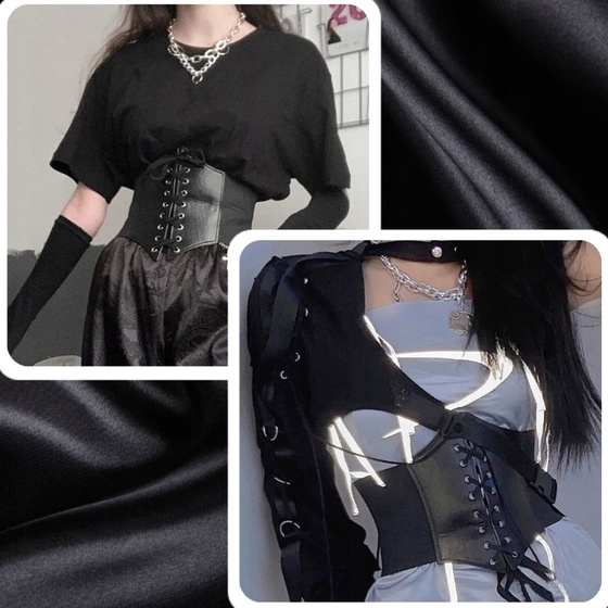 PASEK pas szeroki GORSET czarny GUMOWY SZNUROWANY rozmiar S