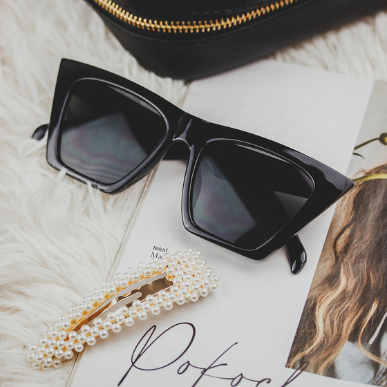 OKULARY DAMSKIE przeciwsłoneczne CZARNE retro