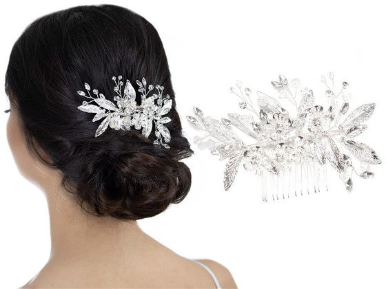 OZDOBA DO WŁOSÓW srebrna ŚLUBNA grzebyk CYRKONIE