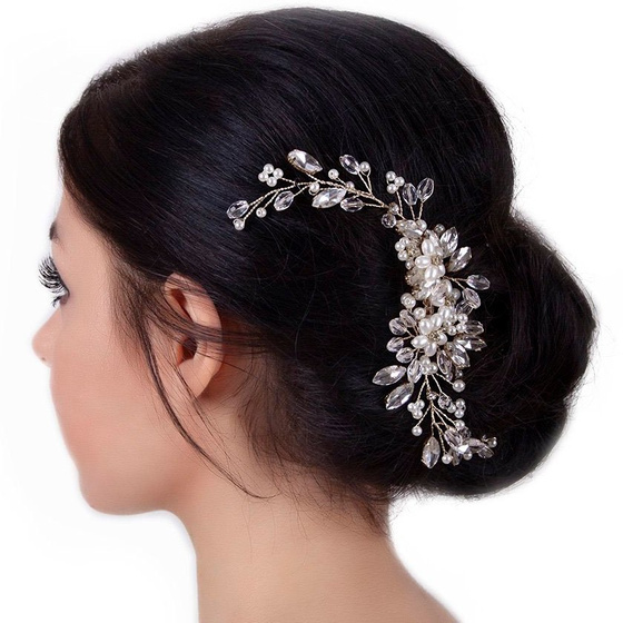 OZDOBA do włosów ŚLUBNA grzebyk PEREŁKI cyrkonie