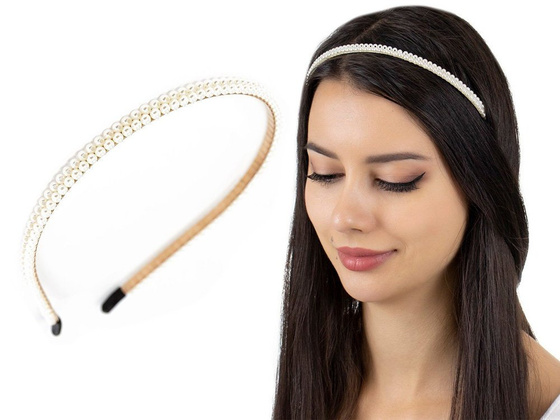 OZDOBA ŚLUBNA do włosów OPASKA perełki biała ŚLUB