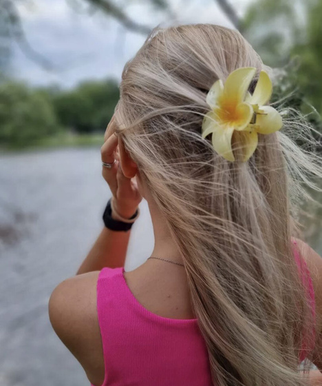 KLAMRA szczęka duża SPINKA do włosów KWIAT kwiatek HAWAJSKA KWIAT PLUMERII