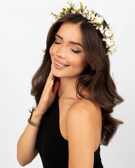 WIANEK na głowę Miss Glow BOHO ślubny PANIEŃSKI kwiaty ŚLUB