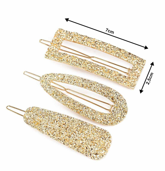 SPINKI DO WŁOSÓW zestaw klamry ZŁOTE 3 sztuki