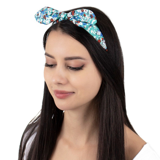 OPASKA DO WŁOSÓW na gumce KWIATY kokarda MIĘTOWA