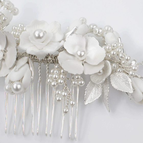 OZDOBA do włosów kwiatki GRZEBYK perełki ŚLUBNA