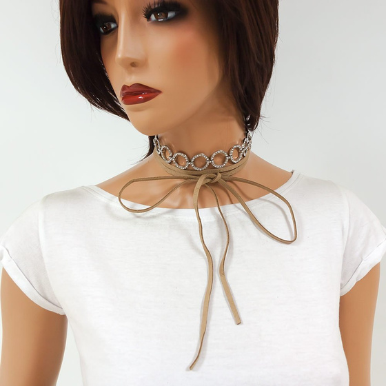 Choker z cyrkonią cappucino I