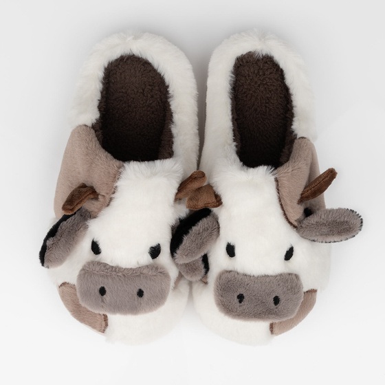 KAPCIE damskie Ciepłe PLUSZOWE CIAPY OCIEPLANE KROWA KRÓWKA r. 35-36