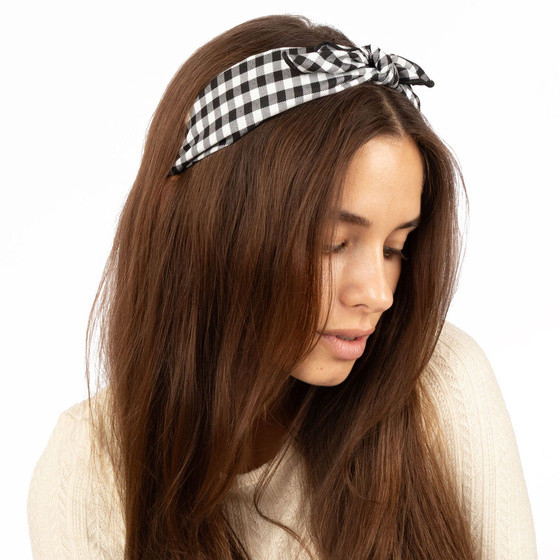 OPASKA do włosów PIN UP czarna KRATA kokarda