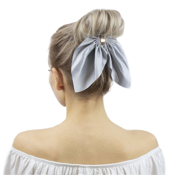 GUMKA do włosów frotka SCRUNCHIES KOKARDA szara