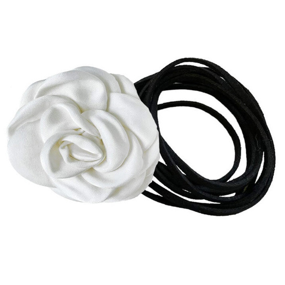 CHOKER Naszyjnik ozdobny KWIAT na szyję róża na rzemyku elegancki