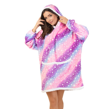 KOCOBLUZA KOC BLUZA CIEPŁA 2w1 GRUBA XXL FUTRZAK POLAR z kapturem OVERSIZE