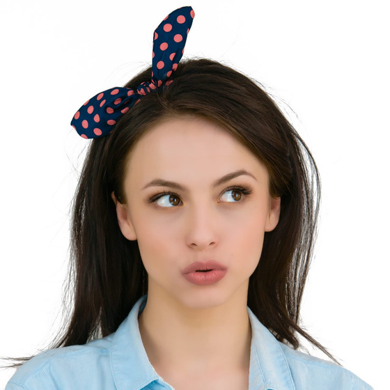 OPASKA DO WŁOSÓW na gumce PIN UP granatowa KROPKI