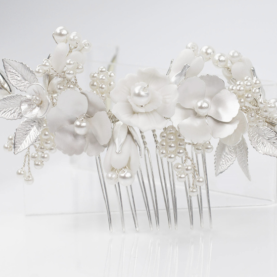 OZDOBA do włosów kwiatki GRZEBYK perełki ŚLUBNA