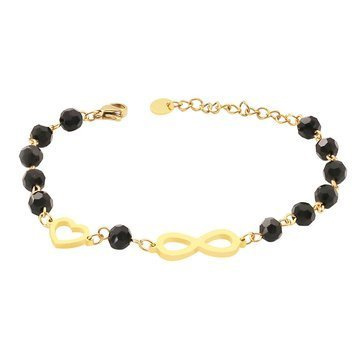 Bransoletka STAL SZLACHETNA POZŁACANA koraliki