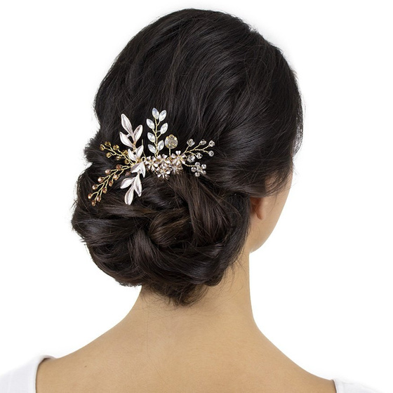 OZDOBA do włosów ŚLUBNA grzebyk CYRKONIE złota