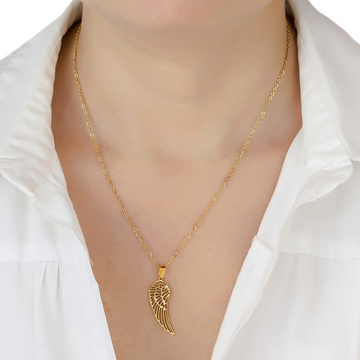Naszyjnik skrzydło STAL SZLACHETNA POZŁACANA