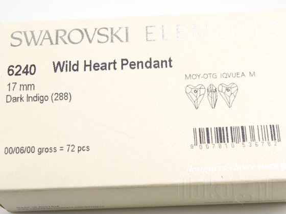 SWAROVSKI koraliki 6240 MM 17,0 DARK INDYGO HEART