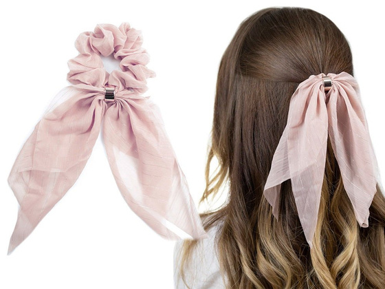 GUMKA DO WŁOSÓW kokarda APASZKA scrunchies PUDROWA