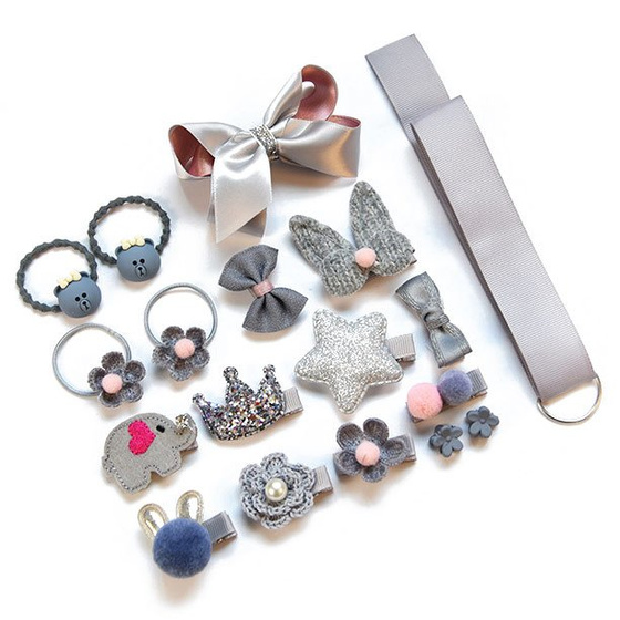 ZESTAW DLA DZIEWCZYNKI gumki spinki PREZENT szary