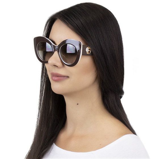 OKULARY przeciwsłoneczne DAMSKIE kocie oko BRĄZOWE