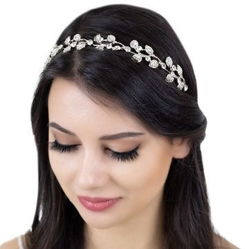 OPASKA DO WŁOSÓW damska ślubna LISTKI srebrna CYRKONIE ślub