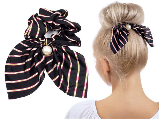 GUMKA DO WŁOSÓW apaszka SCRUNCHIE paski CZARNA