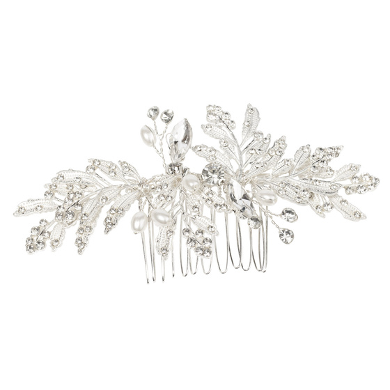 OZDOBA grzebyk do włosów ŚLUBNA cyrkonie SREBRNA