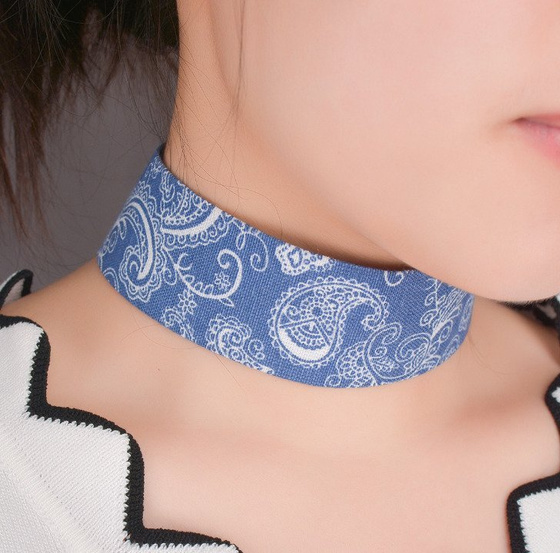 Choker NASZYJNIK wzorzysty niebieski