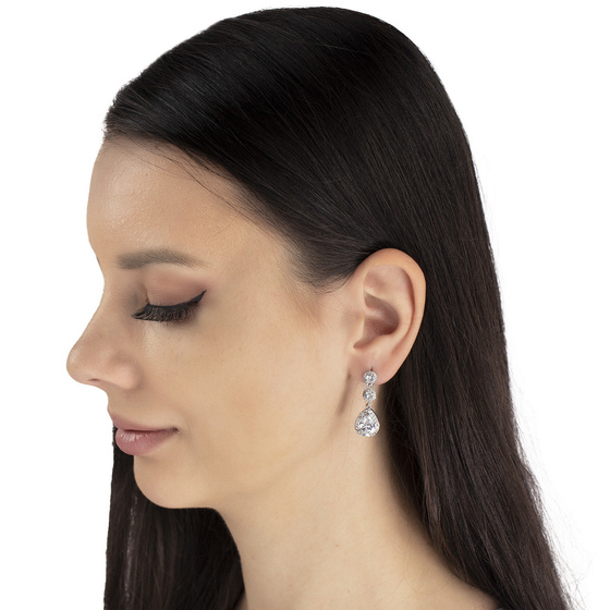 Kolczyki damskie ŚLUBNE srebrne długie CYRKONIE