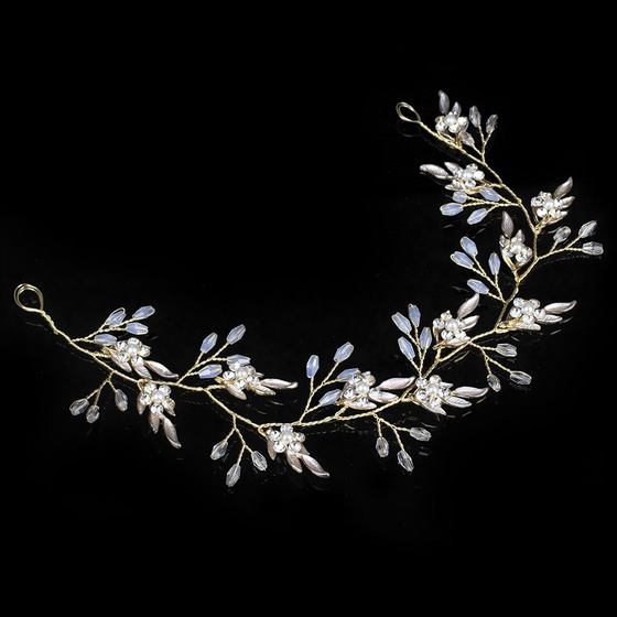 OZDOBA DO WŁOSÓW ślubna pudrowa KRYSZTAŁY długa