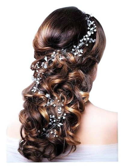 OZDOBA DO WŁOSÓW długa ŚLUBNA ZŁOTA - 50cm