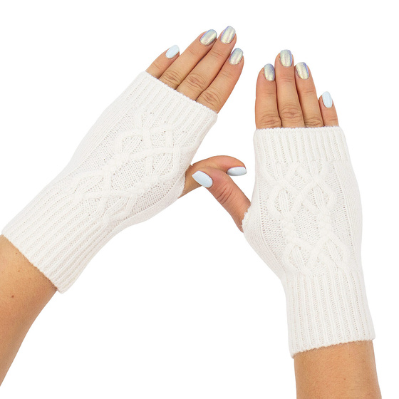 RĘKAWICZKI CIEPŁE bez palców warkocz elastyczne MITENKI krótkie damskie