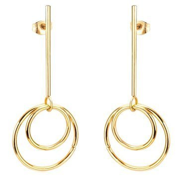 KOLCZYKI podwójne koła STAL SZLACHETNA POZŁACANA