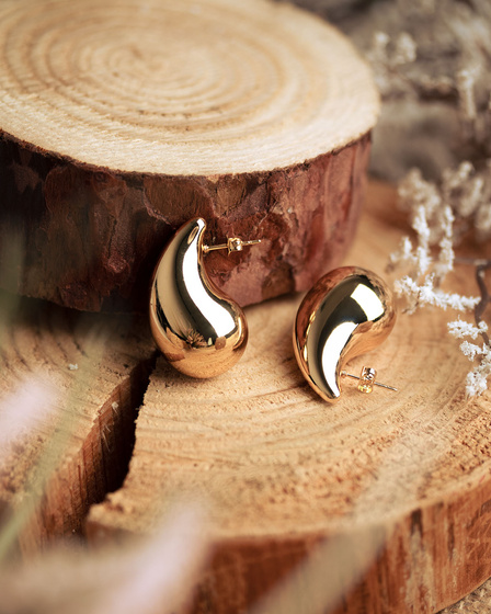 KOLCZYKI ZŁOTE sztyft ŁEZKI KROPLE - STAL SZLACHETNA POZŁACANA