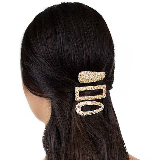 SPINKI DO WŁOSÓW zestaw klamry ZŁOTE 3 sztuki