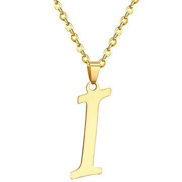 NASZYJNIK litera I STAL SZLACHETNA POZŁACANA