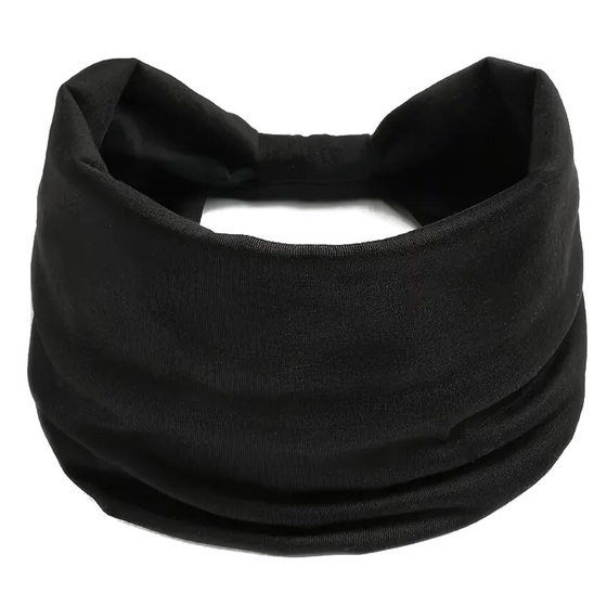 OPASKA DO WŁOSÓW GŁOWĘ USZY GŁADKA CZARNA na chłodne dni ELASTYCZNA SZEROKA