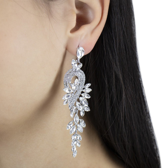 KOLCZYKI srebrne WISZĄCE kryształki ŚLUBNE długie