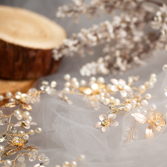 OZDOBA DO WŁOSÓW długa ŚLUBNA STROIK ŚLUB ZŁOTA