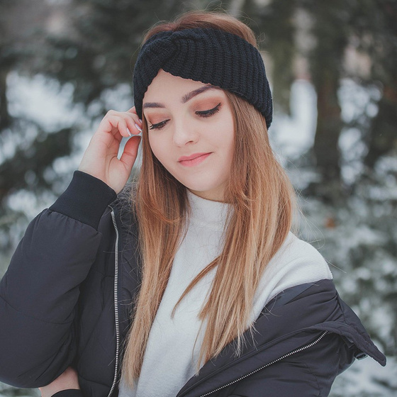 OPASKA DO WŁOSÓW na uszy GRUBA na głowę ciepła zimowa SZEROKA węzeł