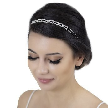 OPASKA ŚLUBNA do włosów DIADEM srebrna CYRKONIE