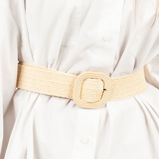 PASEK pas damski PLECIONY elastyczny rafia do sukienki SŁOMIANY PARCIANY